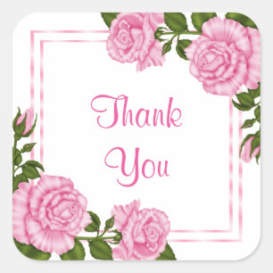 Hübsch Pink Corner Bouquets Wedding Vielen Dank Quadratischer Aufkleber