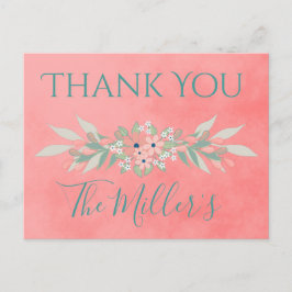 Hübsch Pink Country Wedding Vielen Dank Postkarte