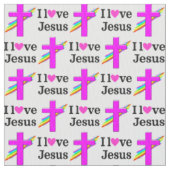 HÜBSCH PINK CROSS CHRISTLICH STOFF (Nahaufnahme)