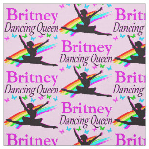HÜBSCH PINK DANCING QUEEN PERSONALISIERT FABRIC STOFF
