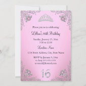 Hübsch Pink Diamond Tiara Sweet 16 Einladung (Rückseite)