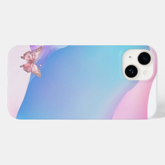 Hübsch Pink Diamonte Butterfly iPhone 14 Fall Case-Mate iPhone Hülle (Rückseite (Horizontal))