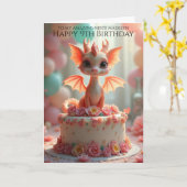Hübsch Pink Dragon Niece 9. Geburtstag Gruß Karte (Gelbe Blume)