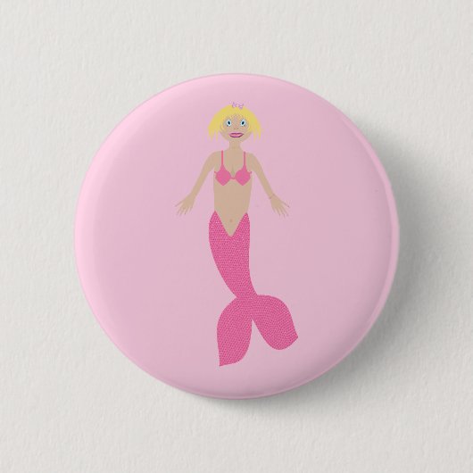 Hübsch Pink Fantasy Mermaid Button (Vorderseite)