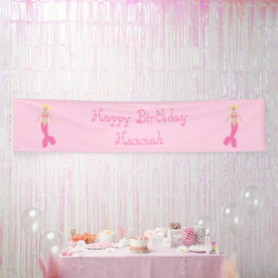 Hübsch Pink Fantasy Mermaid Custom Geburtstag Banner