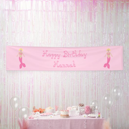 Hübsch Pink Fantasy Mermaid Custom Geburtstag Banner (Party)