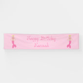 Hübsch Pink Fantasy Mermaid Custom Geburtstag Banner (Horizontal)