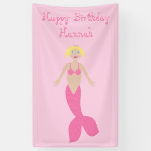 Hübsch Pink Fantasy Mermaid Custom Geburtstag Banner