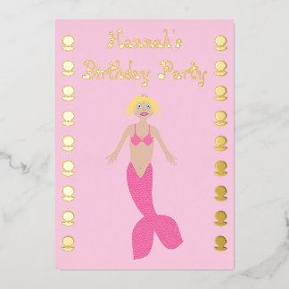 Hübsch Pink Fantasy Mermaid Custom Geburtstag Folieneinladung