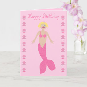 Hübsch Pink Fantasy Mermaid Custom Geburtstag Karte