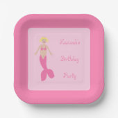 Hübsch Pink Fantasy Mermaid Custom Geburtstag Pappteller (Vorderseite)