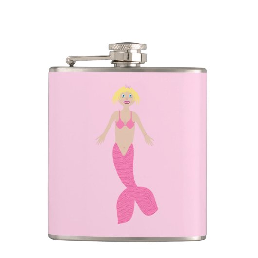 Hübsch Pink Fantasy Mermaid Flachmann (Vorderseite)
