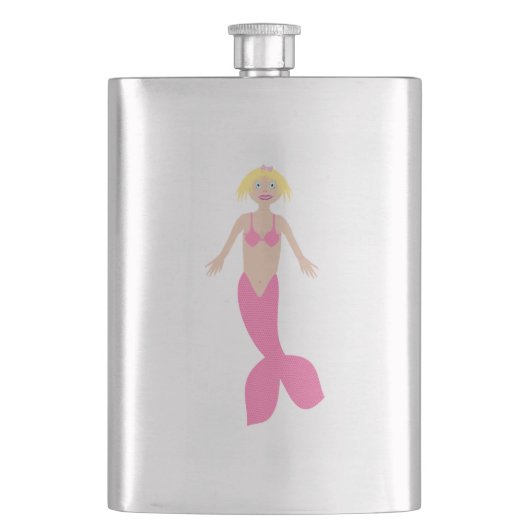 Hübsch Pink Fantasy Mermaid Flachmann (Vorderseite)