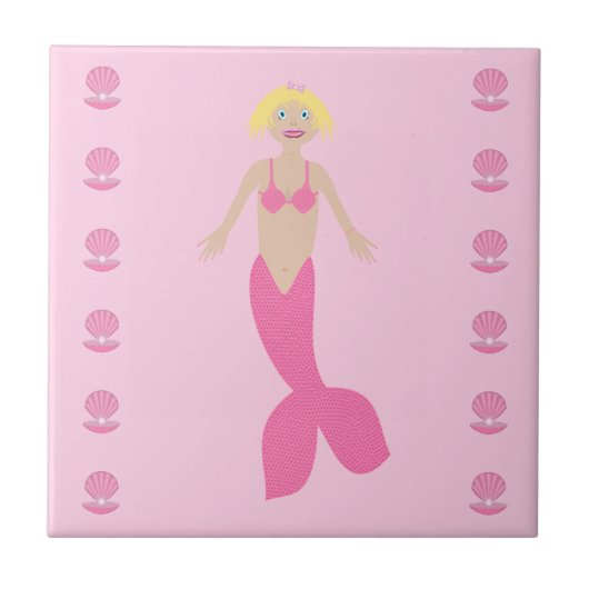 Hübsch Pink Fantasy Mermaid Fliese (Vorderseite)
