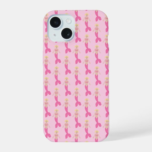 Hübsch Pink Fantasy Mermaid Gemustert iPhone 15 Hülle (Rückseite)