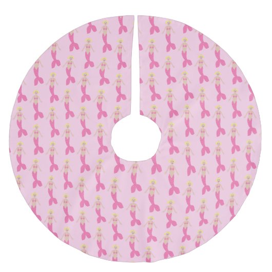 Hübsch Pink Fantasy Mermaid Gemustert Polyester Weihnachtsbaumdecke (Vorderseite)