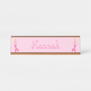 Hübsch Pink Fantasy Mermaid Individuelle Name Schreibtischnamensplakette