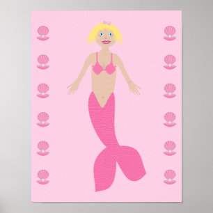 Hübsch Pink Fantasy Mermaid Poster