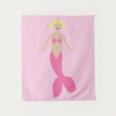 Hübsch Pink Fantasy Mermaid Wandteppich (Vorderseite)