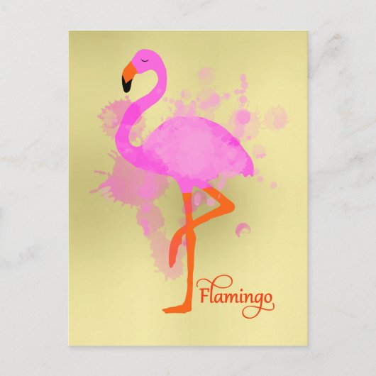 Hübsch Pink Flamingo Artistic Paint Spritzer Postkarte (Vorderseite)