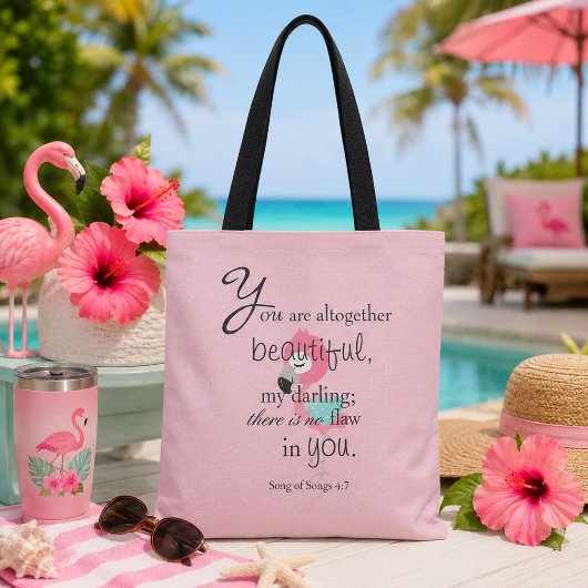 Hübsch Pink Flamingo Bible Verse Tasche