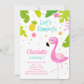 Hübsch Pink Flamingo Birthday Einladung (Vorderseite)