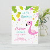 Hübsch Pink Flamingo Birthday Einladung (Stehend Vorderseite)