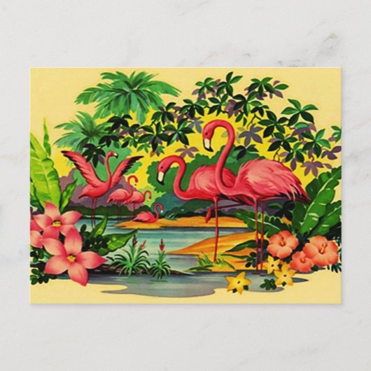 HÜBSCH PINK FLAMINGOS IN DER TROPISCHEN WALDPOSTKA POSTKARTE (Vorderseite)