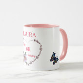 Hübsch Pink Floral 17. Geburtstag Tasse (VorderseiteRechts)