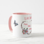 Hübsch Pink Floral 53 Geburtstage Tasse (Vorderseite Links)