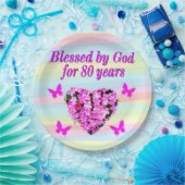 HÜBSCH PINK FLORAL 85. GEBURTSTAG PAPIERTELLER (Party)