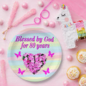 HÜBSCH PINK FLORAL 85. GEBURTSTAG PAPIERTELLER (Party)