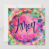 Hübsch Pink Floral Amen Glaube Inspiration Dankeskarte (Vorderseite)