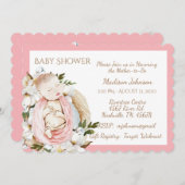 Hübsch Pink Floral Baby Girl Dusche Einladung (Vorne/Hinten)