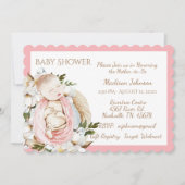 Hübsch Pink Floral Baby Girl Dusche Einladung (Vorderseite)