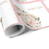 Hübsch Pink Floral Baby Girl Geschenkpapier (Rolleneckpunkt)