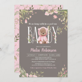 Hübsch Pink Floral Boho Teddy Bear Baby Showroom I Einladung