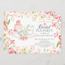 Hübsch Pink Floral Bridal Tee Party Einladung