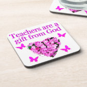 HÜBSCH PINK FLORAL CHRISTLICH LEHRER DESIGN GETRÄNKEUNTERSETZER (Linke Seite)