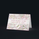Hübsch Pink Floral Daughter-Schwiegertochter Happy Karte<br><div class="desc">Lassen Sie Ihre Schwiegertochter sich mit dieser hübschen,  rosa Grußkarte zum Geburtstag ganz besonders fühlen. Das Design zeichnet sich durch eine aufwändige Aquarellblumenillustrierung mit Vögeln,  Schmetterlingen und anderen Mustern aus. Die Karte ist hell und farbenfroh und kann leicht mit Ihrem eigenen Namen und Ihrer eigenen Nachricht personalisiert werden</div>