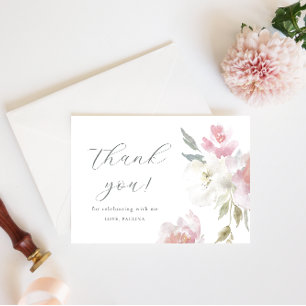 Hübsch Pink Floral Geburtstag Quinceañera Vielen D Einladung