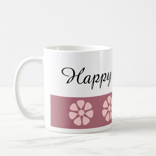 Hübsch Pink Floral Happy Geburtstag Kaffeetasse (Links)