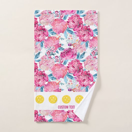 Hübsch Pink Floral Muster Pickleball Sport Handtuch (Handtuch)