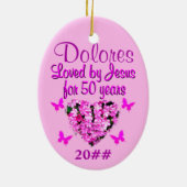 HÜBSCH PINK FLORAL PERSONALISIERT 50. ORNAMENT (Hinten)