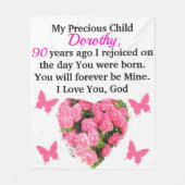 HÜBSCH PINK FLORAL PERSONALISIERT 90. GEBURTSTAG FLEECEDECKE (Vorderseite)