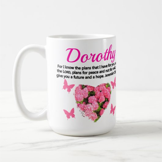 HÜBSCH PINK FLORAL PERSONALISIERT JEREMIAH 29:11 KAFFEETASSE (Links)