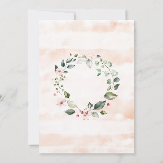 Hübsch Pink Floral Script Wreath Save The Date (Rückseite)