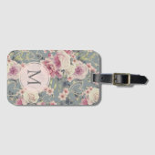Hübsch Pink Floral und Pearls Girl Monogram Gepäckanhänger (Vorderseite (Horizontal))