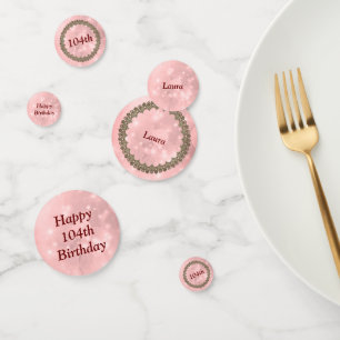 Hübsch Pink funkelnd Happy 104. Geburtstag Konfetti