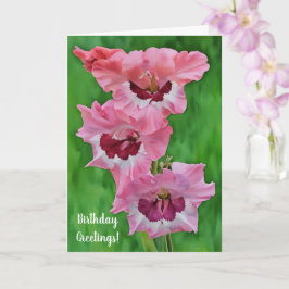 Hübsch Pink Garden Blume Gladiolus Geburtstagskart Karte